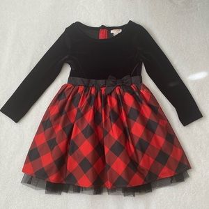 Cat & Jack Girl’s Velour Buffalo Check Long Sleeve Dress in XS (4/5)